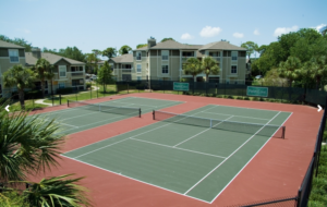 Play a round of tennis at Palm Cove Apartments. You don't even have to leave home!