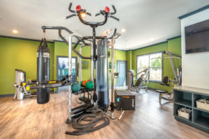 Who needs a gym? At Olympus Fenwick, residents enjoy access to a 24-hour fitness center.